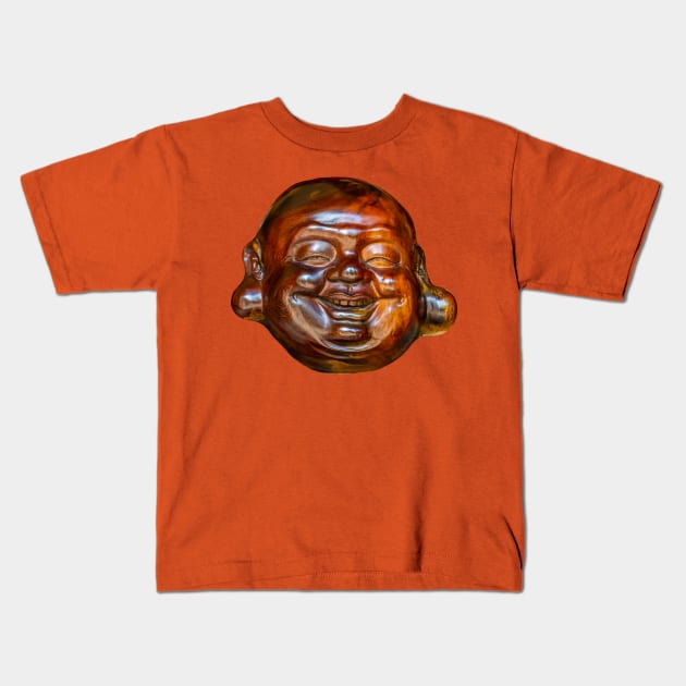 Beautifully carved head of Budai or Buddha Kids T-Shirt by dalyndigaital2@gmail.com